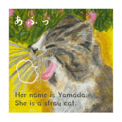 [LINEスタンプ] ほっこりクレヨン画スタンプ 野良猫：山田