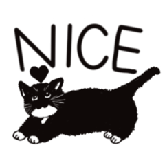 [LINEスタンプ] シンプルモノクロ英語スタンプwith猫ねこ