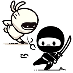 [LINEスタンプ] 黒忍者と白忍者