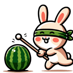 [LINEスタンプ] かわいいまん丸ウサギ（夏仕様）