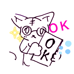 [LINEスタンプ] ボールペンイラスト 眼鏡のしま猫スタンプ