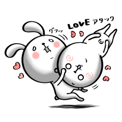 [LINEスタンプ] でべそなうさぎとくま