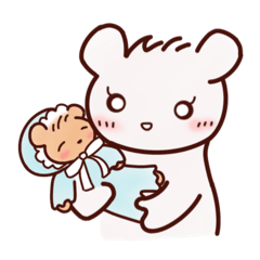 [LINEスタンプ] 生まれたてふわふわクマの赤ちゃんの子育て