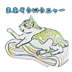 [LINEスタンプ] ハチワレ猫ひとことスタンプ（版画風）