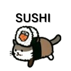 [LINEスタンプ] 毎日使えるシンプル猫スタンプ03_SUSHI