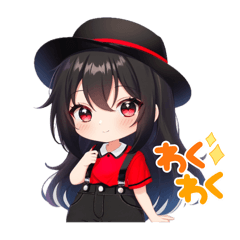 [LINEスタンプ] 黒髪ロングハットガール