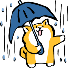 [LINEスタンプ] ふでしば19【雨、夏】筆文字、柴犬