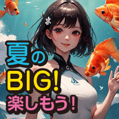 [LINEスタンプ] 夏！金魚と女性〈BIGですよ〉