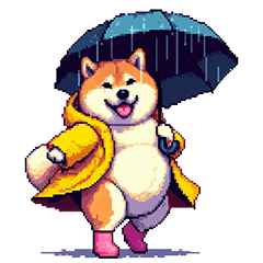 [LINEスタンプ] 雨模様なふとっちょ柴犬 絵文字