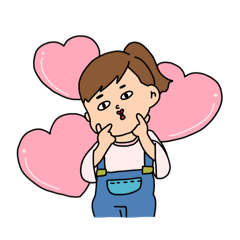 [LINEスタンプ] オーバーオールの女の子とお友達