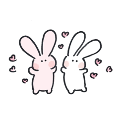 [LINEスタンプ] なかよしペアうさぎ