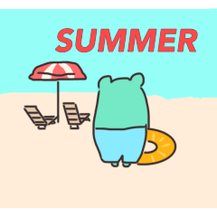 [LINEスタンプ] ピンクと緑の夏休み