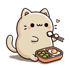 [LINEスタンプ] 豆ねこ三兄弟(グルメ編)