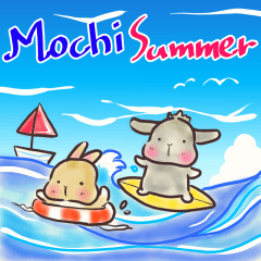 [LINEスタンプ] 垂れ耳うさぎもちさま ぺこさまと夏休み