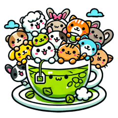 [LINEスタンプ] ハーブティーを飲む動物たち