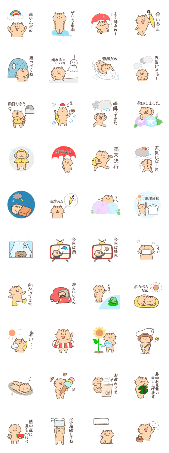 ネコさん（雨・梅雨・初夏スタンプ）のスタンプ詳細
