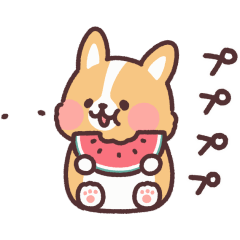 [LINEスタンプ] 動く！まるまるコーギー夏！の画像（メイン）