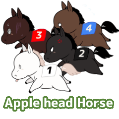 [LINEスタンプ] Apple head Horse 競争編