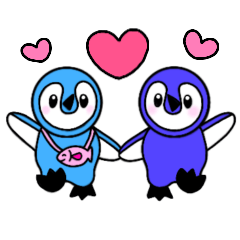 [LINEスタンプ] 水色ペンギンと青色ペンギン[Love]