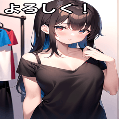 [LINEスタンプ] Tシャツを試着する女の子