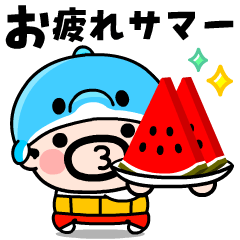 [LINEスタンプ] 【飛び出す】イルカおやじ君の夏スタンプの画像（メイン）