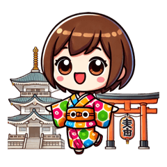 [LINEスタンプ] 日本の伝統女子スタイルの画像（メイン）