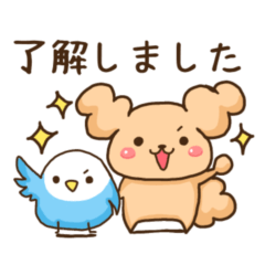 [LINEスタンプ] ふわふわ犬と鳥ちゃん