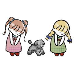 [LINEスタンプ] 2人とクロわんこ