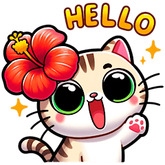 [LINEスタンプ] ハイビスカス猫の日常