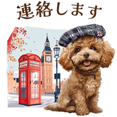 [LINEスタンプ] トイプードルの子犬 ロンドンに行くの画像（メイン）