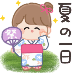 [LINEスタンプ] 動く！おだんごちゃん。夏の一日。