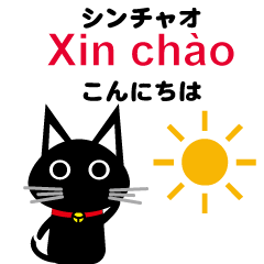 [LINEスタンプ] 黒猫のベトナム語と日本語の日常会話