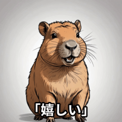 [LINEスタンプ] しゃべるカピパラ（嬉しい）