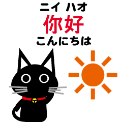 [LINEスタンプ] 黒猫の日常で使える中国語スタンプ