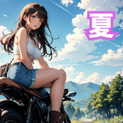 [LINEスタンプ] 夏色バイク女子