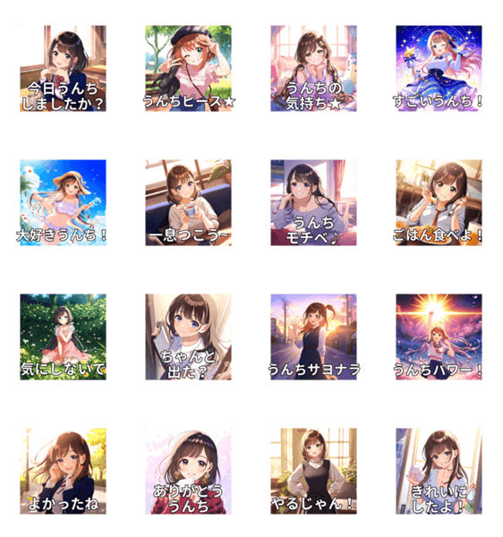 笑顔満点うんち少女の楽しいスタンプのスタンプ詳細