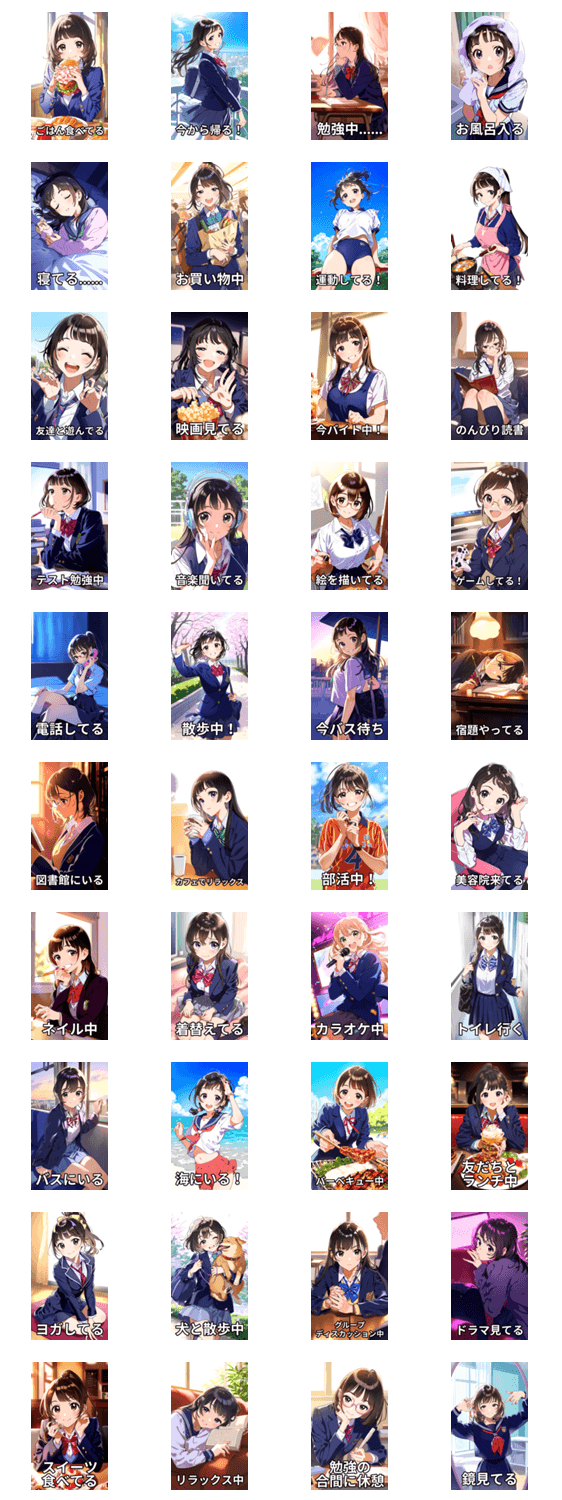 女子高生の今コレしてる！のスタンプ詳細