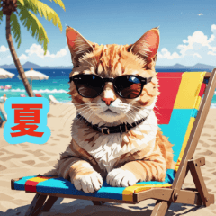 [LINEスタンプ] 夏休みを楽しむ猫