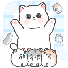 [LINEスタンプ] ハムスターと猫-パイプトンネルコラージュ