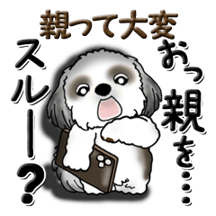 [LINEスタンプ] Black ＆ White シーズー犬 『親って大変』