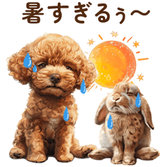 [LINEスタンプ] 夏を感じるウサギとトイプードルのスタンプの画像（メイン）