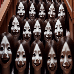 [LINEスタンプ] 階段室の怖い女鬼3(密集恐怖症)