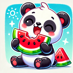 [LINEスタンプ] スイカを食べるパンダ