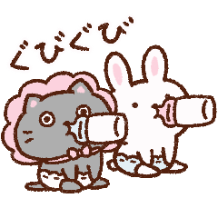 [LINEスタンプ] うごく！赤ちゃんうさぎとねこ