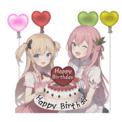 [LINEスタンプ] Birthday cute girls stickers