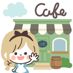 [LINEスタンプ] モノトーンGirlyちゃんおとぎの国・カフェの画像（メイン）