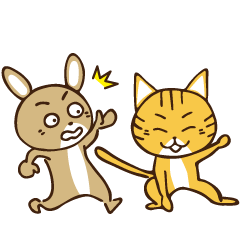 [LINEスタンプ] 茶トラ猫とウサギの日常使いのスタンプ