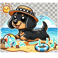 [LINEスタンプ] 夏のミニチュアダックスフンド