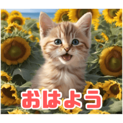 [LINEスタンプ] リアル☆可愛い子猫とひまわりスタンプ