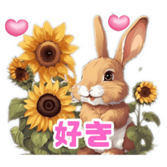 [LINEスタンプ] ひまわりとウサギの可愛い日々の画像（メイン）